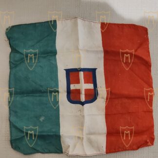 Fazzoletto - Pochette in Seta d'Epoca – Tricolore del Regno d'Italia con Stemma Sabaudo