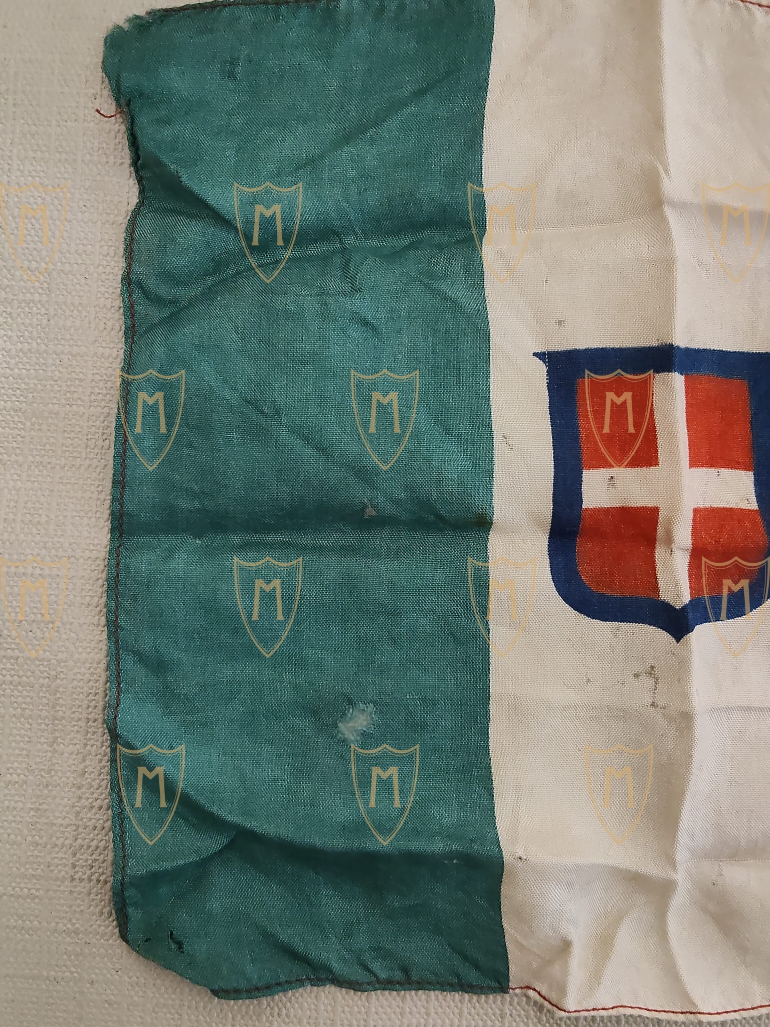 Fazzoletto - Pochette in Seta d'Epoca – Tricolore del Regno d'Italia con Stemma Sabaudo - immagine 2
