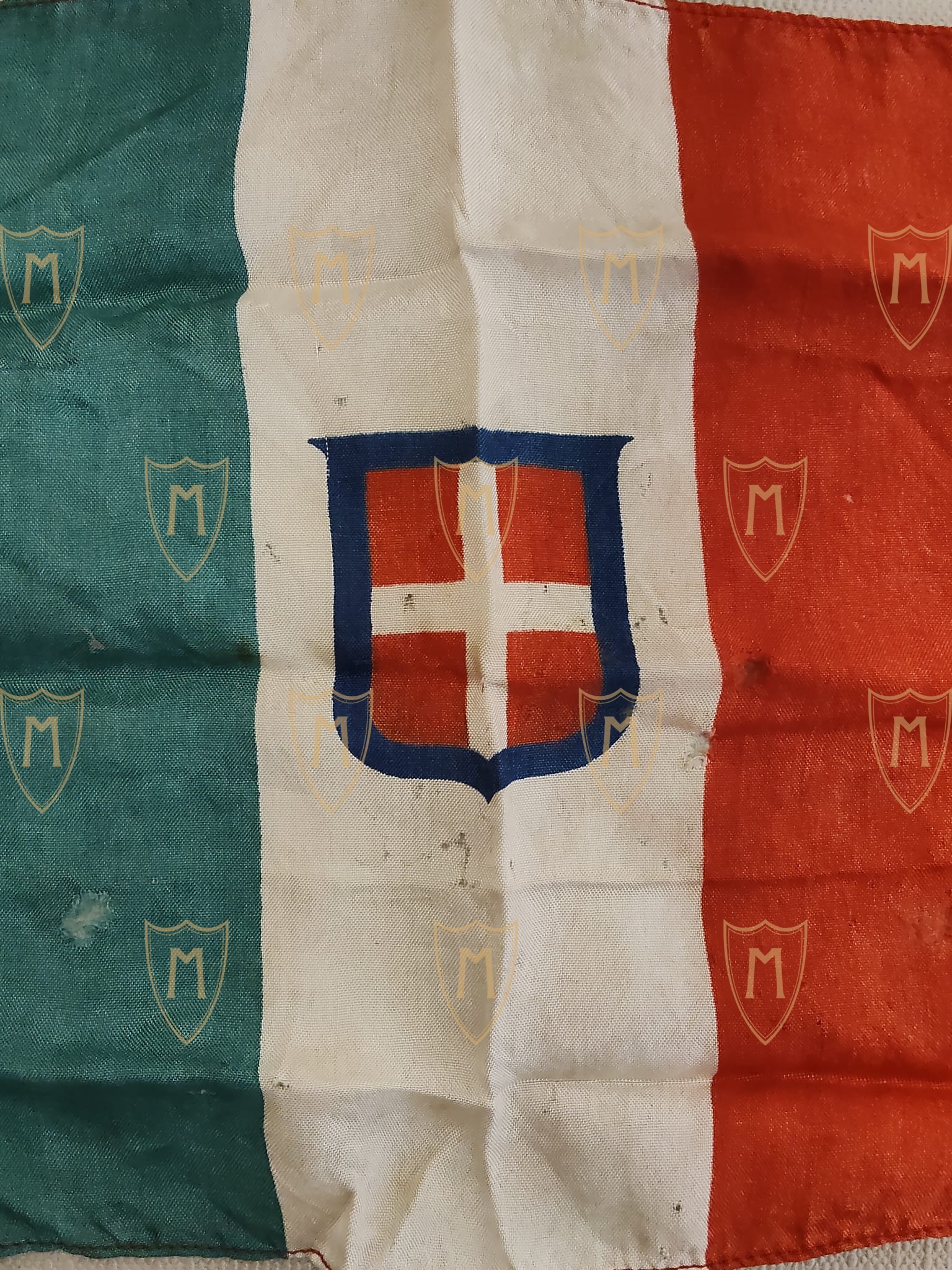 Fazzoletto - Pochette in Seta d'Epoca – Tricolore del Regno d'Italia con Stemma Sabaudo - immagine 3