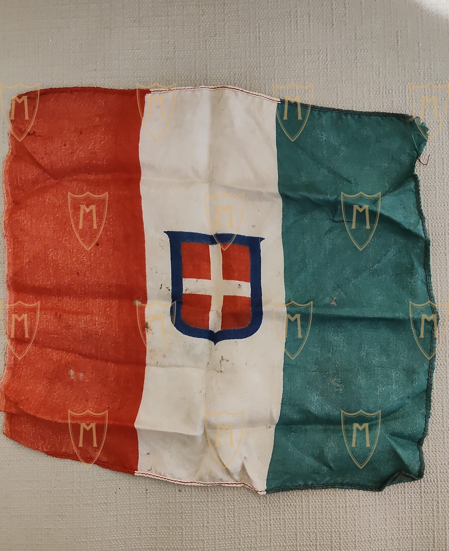 Fazzoletto - Pochette in Seta d'Epoca – Tricolore del Regno d'Italia con Stemma Sabaudo - immagine 7